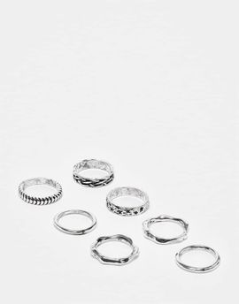 ASOS DESIGN ASOS DESIGN 7 pack band ring set in silver