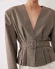 ASOS DESIGN ASOS DESIGN 80s style belted blazer in gray check - 3