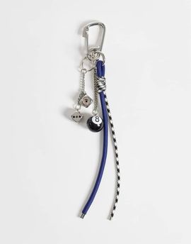 ASOS DESIGN ASOS DESIGN 8 ball dice and rope carabiner jeans clip in silver