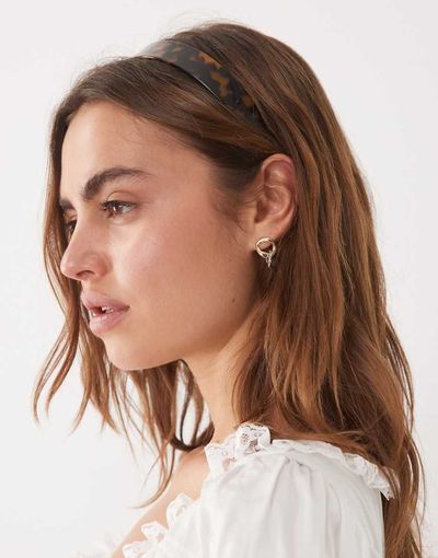 ASOS DESIGN ASOS DESIGN 90s headband in brown tortoise shell effect-Multi