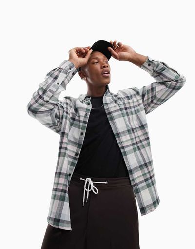 ASOS DESIGN ASOS DESIGN 90s oversized plaid shirt in green