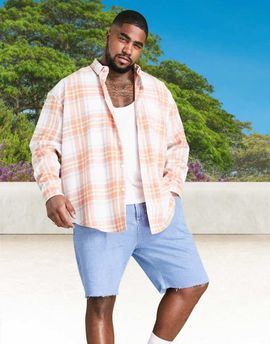 ASOS DESIGN ASOS DESIGN 90s oversized summer brights check shirt in white-Orange