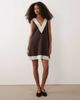 ASOS DESIGN ASOS DESIGN a-line mini dress in brown with lace trim in white - 2