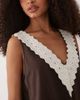 ASOS DESIGN ASOS DESIGN a-line mini dress in brown with lace trim in white - 3