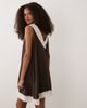 ASOS DESIGN ASOS DESIGN a-line mini dress in brown with lace trim in white - 4