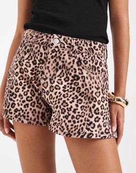 ASOS DESIGN ASOS DESIGN A-line shorts in leopard denim-Brown