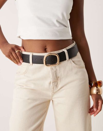 ASOS DESIGN ASOS DESIGN abstract buckle waist and hip jeans belt in black