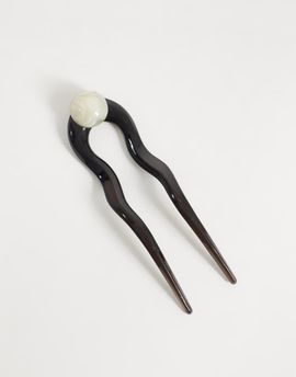 ASOS DESIGN ASOS DESIGN abstract French hair pin in brown resin-Multi