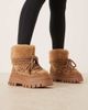 ASOS DESIGN ASOS DESIGN Acclaim shearling lace up snow boots in taupe-Blonde - 1