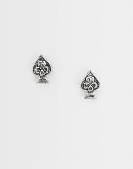 ASOS DESIGN ASOS DESIGN ace of spades skull detail stud earrings in burnished silver