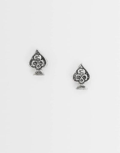 ASOS DESIGN ASOS DESIGN ace of spades skull detail stud earrings in burnished silver