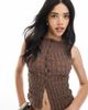 ASOS DESIGN ASOS DESIGN acid wash textured button through vest in brown - part of a set - 1
