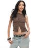 ASOS DESIGN ASOS DESIGN acid wash textured button through vest in brown - part of a set - 3