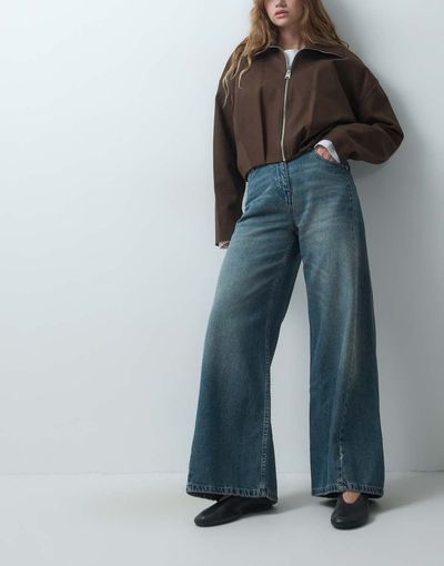ASOS DESIGN ASOS DESIGN adjustable waistband straight leg jeans in blue vintage wash