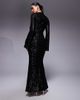 ASOS DESIGN ASOS DESIGN all-over sequin long sleeve wrap front detail maxi dress in black-Gray - 2