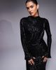 ASOS DESIGN ASOS DESIGN all-over sequin long sleeve wrap front detail maxi dress in black-Gray - 4