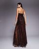 ASOS DESIGN ASOS DESIGN all over sequin maxi dress with lace godets in chocolate-Brown - 4
