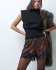 ASOS DESIGN ASOS DESIGN allover sequin shorts in chocolate with black lace trim - 1