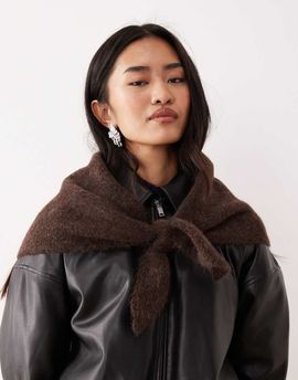 ASOS DESIGN ASOS DESIGN alpaca wool mix knit triangle scarf in chocolate brown