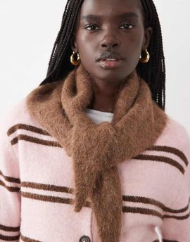 ASOS DESIGN ASOS DESIGN alpaca wool mix knitted triangle scarf in chocolate-Brown