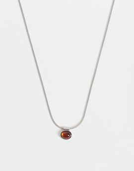 ASOS DESIGN ASOS DESIGN amber stone pendant necklace in silver