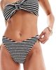 ASOS DESIGN ASOS DESIGN Amy crinkle high leg hipster bikini bottom in mono stripe-Multi - 1