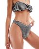 ASOS DESIGN ASOS DESIGN Amy crinkle high leg hipster bikini bottom in mono stripe-Multi - 3