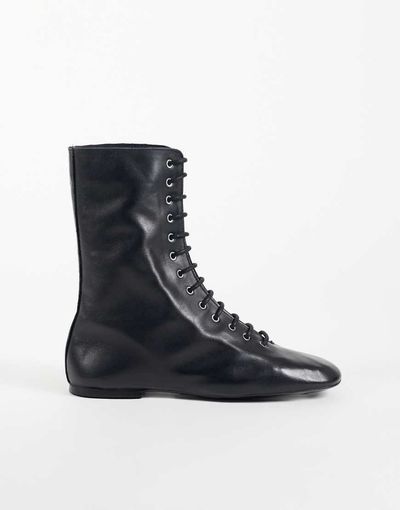 ASOS DESIGN ASOS DESIGN Anais premium leather lace up sock boots in black