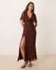 ASOS DESIGN ASOS DESIGN angel sleeve wrap front maxi dress with seaming details in cherry polka dot print-Multi - 1