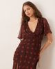 ASOS DESIGN ASOS DESIGN angel sleeve wrap front maxi dress with seaming details in cherry polka dot print-Multi - 4