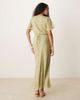 ASOS DESIGN ASOS DESIGN angel sleeve wrap front midi dress with seam details in khaki-Green - 3