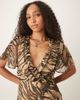ASOS DESIGN ASOS DESIGN angel sleeve wrap front midi dress with seaming details in animal print-Multi - 2