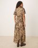 ASOS DESIGN ASOS DESIGN angel sleeve wrap front midi dress with seaming details in animal print-Multi - 3