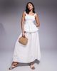 ASOS DESIGN ASOS DESIGN Angie cotton poplin broderie beach maxi skirt in cream-White - 1