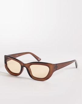 ASOS DESIGN ASOS DESIGN angled light tint sunglasses in crystal brown with light brown lens