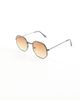 ASOS DESIGN ASOS DESIGN angled round metal sunglasses with smoke gradient lens in gold-Black - 3