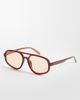 ASOS DESIGN ASOS DESIGN angular aviator sunglasses in crystal brown with light yellow lens - 1