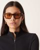 ASOS DESIGN ASOS DESIGN angular cat eye light tint sunglasses in tort with yellow lenses-Brown - 1