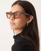 ASOS DESIGN ASOS DESIGN angular cat eye light tint sunglasses in tort with yellow lenses-Brown - 3
