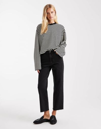 ASOS DESIGN ASOS DESIGN ankle grazer comfort stretch straight leg jeans in black