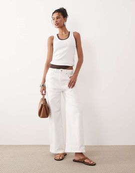 ASOS DESIGN ASOS DESIGN ankle grazer high waist wide leg jeans in white