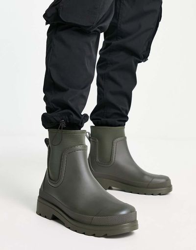ASOS DESIGN ASOS DESIGN ankle length wellington boots in khaki-Green