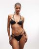 ASOS DESIGN ASOS DESIGN Ari high apex triangle cut-out bikini top with hoop hardware detail in black - 2