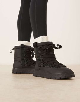 ASOS DESIGN ASOS DESIGN Arrow nylon lace up snow boots in black