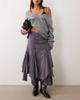 ASOS DESIGN ASOS DESIGN asymmetric and seam detail midi skirt in charcoal-WHITE - 1