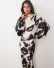 ASOS DESIGN ASOS DESIGN asymmetric blouson sleeve satin maxi dress in mono animal print-Multi - 1