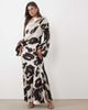 ASOS DESIGN ASOS DESIGN asymmetric blouson sleeve satin maxi dress in mono animal print-Multi - 2