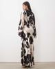 ASOS DESIGN ASOS DESIGN asymmetric blouson sleeve satin maxi dress in mono animal print-Multi - 4