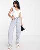 ASOS DESIGN ASOS DESIGN asymmetric cap sleeve top with button detail in white - 4