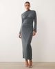 ASOS DESIGN ASOS DESIGN asymmetric drape slash neck maxi dress in slate gray - 2